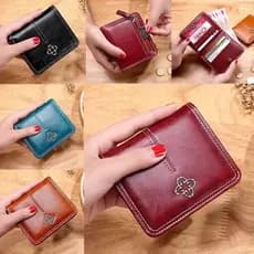 Nova Bolsa Mini de Couro Luxuosa para Mulheres, Bolsa de Moedas com Fecho, Bolsa Curta de Cor Sólida, Pequena Bolsa de M
