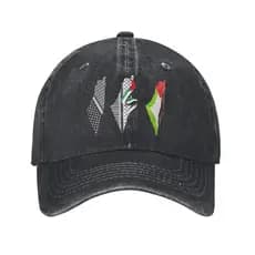 Boné de Beisebol Unissex com Estampa Lavada do Mapa da Palestina e Proteção Solar