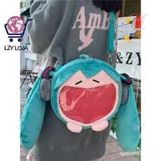 Anime Hatsune Miku Saco Q Versão Kawaii Figura De Pelúcia Modelo Boneca Brinquedo Bolsa De Ombro Mochila Presentes