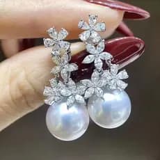 Brincos Simples de Pérola e Flor, Prata Esterlina S925, Joias de Moda, Presente para Mulheres YI0T