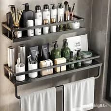 Prateleira Banheiro Kit AcessóRios Para Banheiro Suporte Shampoo De Parede Toalha De Prateleira CosméTica Organizador