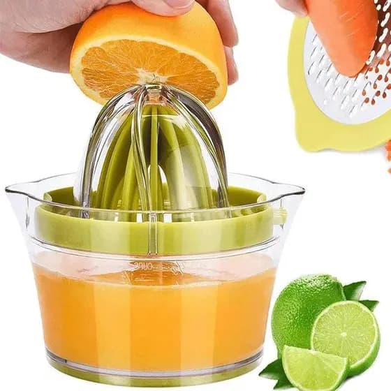 Espremedor Manual de Cítricos Drizom para Limão e Laranja com Copo Medidor Integrado e Ralador, 12OZ, Verde