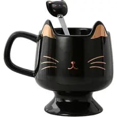 Caneca de Café de Cerâmica Yuwu, Caneca de Chá com Gato Fofo e Colher, Presentes Engraçados para Mulheres e Meninas Aman