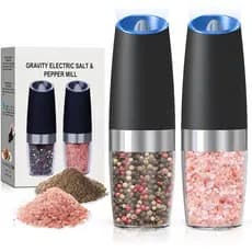 Conjunto de Moedores de Sal e Pimenta Elétricos com Luz LED, Moedores Automáticos de Sal e Pimenta por Gravidade, Requer