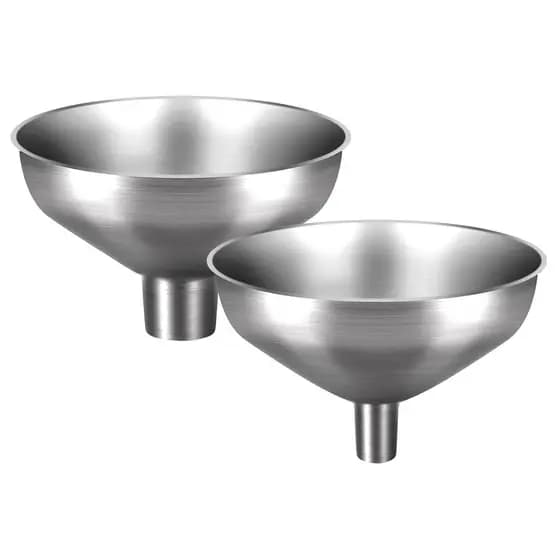 Conjunto de 2 Funis de Metal em Aço Inoxidável, Funil de Cozinha para Enchimento (boca estreita de 0,5 polegadas) e (boc
