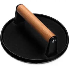 EWFEN Burger Press, prensa de ferro fundido resistente de 7 polegadas para esmagar bacon e carne, com cabo de madeira, p
