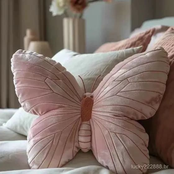 Almofada de Borboleta Coração Feminina Almofada Original Fofa Almofada de Borboleta Rosa Suave Almofada de Cabeceira