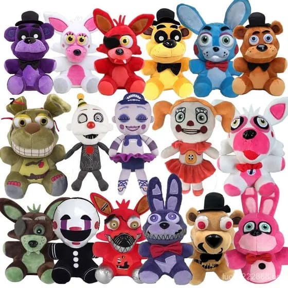 Hychumey 18cm Fnaf Nightmare Freddy Bear Foxy Bonnie Pelúcia Para Fãs e Amigos Boneca de Pelúcia Presentes EXYD