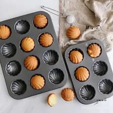 Molde Madeleine De Aço Carbono 6/12 Slots-Assadeira De Qualidade Alimentar Para Bolo