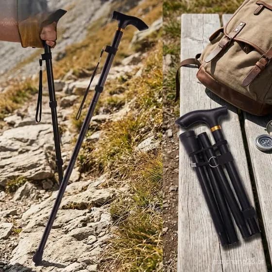 Bastão De Caminhada Telescópico De 5 Seções , Bastões De Trekking Em Liga De Alumínio , Bengala Ajustável Para Acampamen