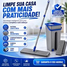 Rodo Flat Mop E Balde Lava E Seca Com 2 Refil Sortido  Balde Rodo Mágico Esfregão Rodo Giratorio