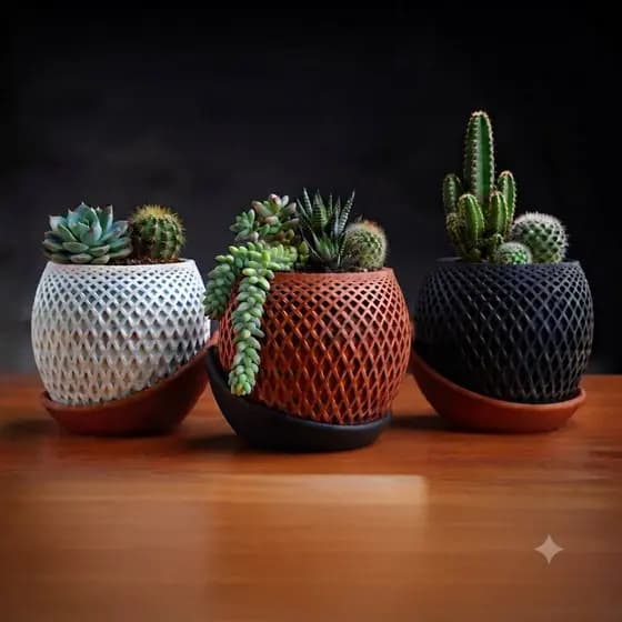 Vaso Decorativo com Prato Elevado para Plantas Suculentas Cactos Jardim Auto Irrigação Design Moderno Vaso Premium