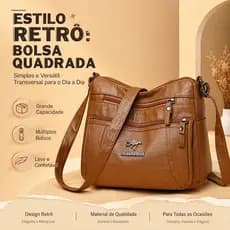 Bolsa Quadrada Feminina PU Macia, Corrente Crossbody