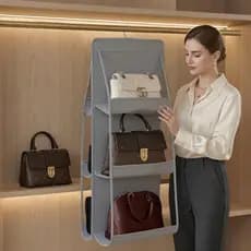 Organizador de Bolsas Pendente com 6 Compartimentos para Guarda-Roupa