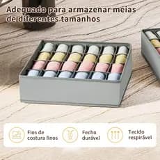 Organizador de Gaveta 24 Nichos para Meias, Calcinhas e Cuecas, Dobrável e Respirável