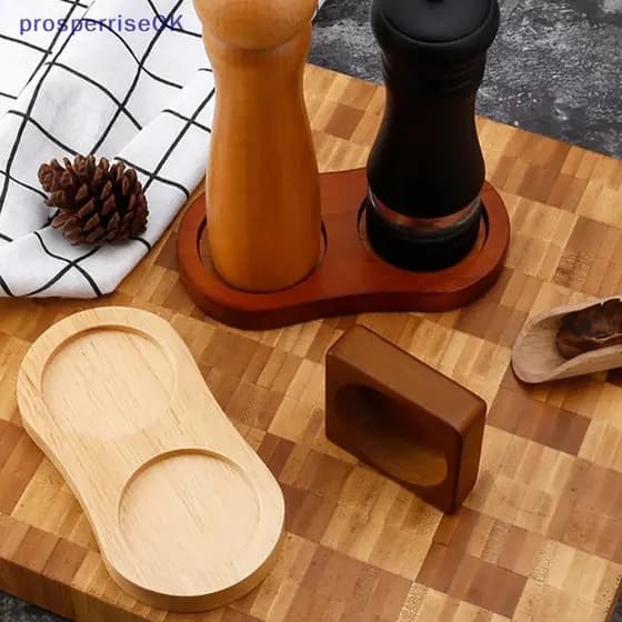 [newpros] Bandeja De Moinho De Pimenta De Madeira Suporte Para Saleiro De Bambu Base De 1/2 Furos Chá Decoração De Casa