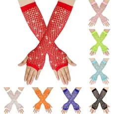 Mittens Luvas De Rede Longa Sem Dedos Peixe Manga Do Braço Design De Malha De Strass Brilhante