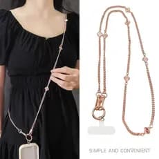 Ins Simples Luz Luxo Trevo de Quatro Folhas Metal Corrente para Celular Rosa Ouro Prata Longo Cross-body Alça para Celul
