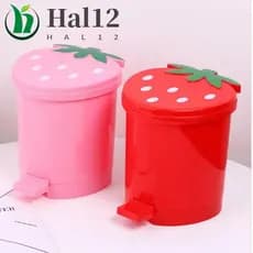 HALB Lata De Lixo Fofa Mini Recipiente Rosa Suprimentos Para Casa Com Tampa Morango Pop-Up Sem Odor Lixeira