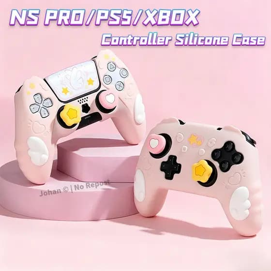 ⭐ Conjunto De Capa Protetora De Controlador Estilo Rosa Star Wings Story Para PS5/NS Pro/Xbox