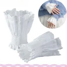 MAYSHOWLN Punhos De Manga Falsa , Punho Falso De Algodão Branco , Acessório De Roupas Removível Feminino