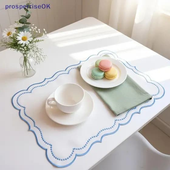 [newpros] Jogo Americano Bordado De Algodão E Poliéster Em Formato De Flor , Resistente Ao Calor , Para Sala De Jantar ,