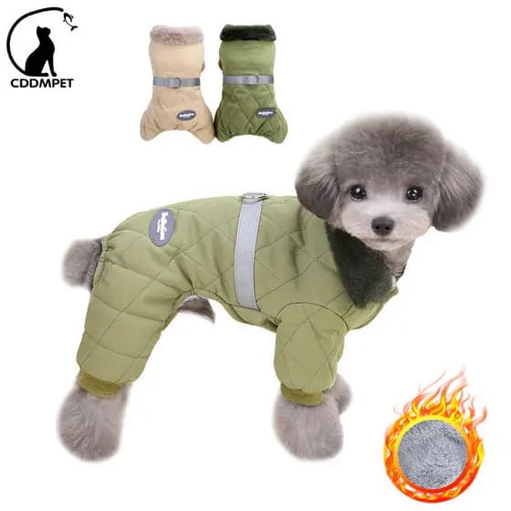 Coleira De Pele Roupas De Inverno Para Cães De Estimação Macacão Cachorro Chihuahua Poodle Casaco