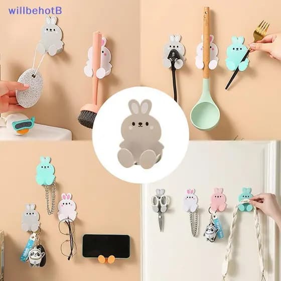 [WillbehotB] Ra De Armazenamento De Soet Sem Perfuração Estilo Desenho Animado , Ganchos De Sebo Adesivos Costura , Desi