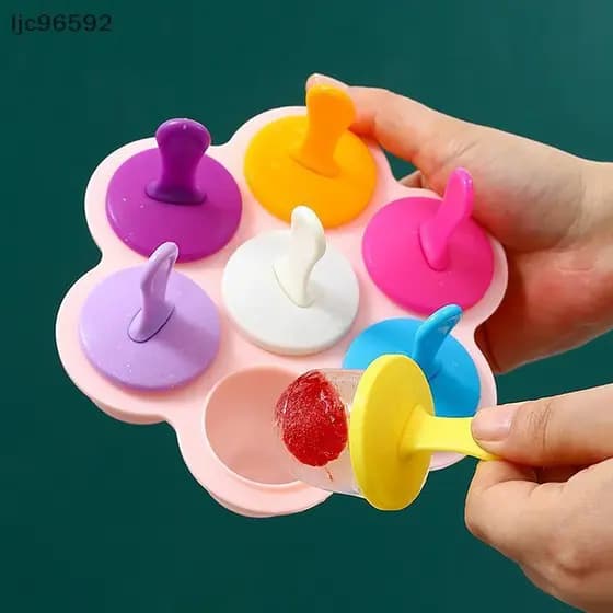 [ljc] 7 Buracos DIY Sorvete Pops Molde De Silicone Fabricante De Picolés Moldes Bebê Frutas Shake Casa Acessórios De Coz