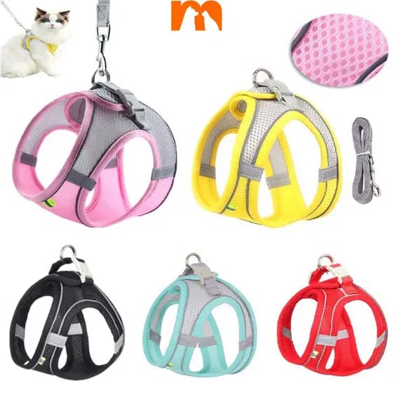 【Muhsinpet】Cachorro Peitoral Trela Para Cão de estimação Coleira para Cachorros e Gatos malha respirável
