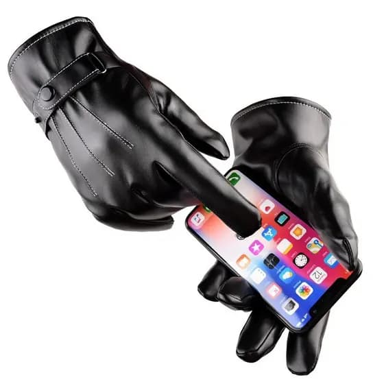 Luvas quentes forro de lã de inverno masculino engrossado tendão de três vias dedo completo equitação à prova dwaterproo