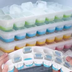3-1Pc Molde De Gelo De 14 Grades Com Tampa-Fabricante De Blocos Silicone-Bandeja-Bolo Tipo Prensa-Caixa De Fabricação Fe