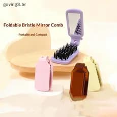 [GAVBR] Espelho Portátil Poeta Juba Cerdas Escova De Cabelo Dobrável Viagem Massagem Ferramentas De Estilo Salão De Maqu