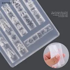 [GAVBR] 1 Peça Boneco De Neve De Natal Árvore 3d Molde De Unhas Flocos Bonecos Decorações Design Diy Manicure De Silicon