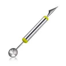 Cortador de frutas de aço inoxidável para melancia, disponível em estoque, colher de frutas de duas pontas, cortador de