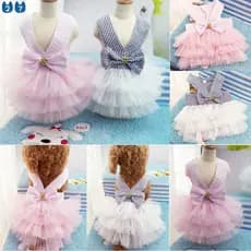 Verão Rendas Tullle Vestido Roupa Do Cão De Estimação Para O Pequeno Partido Bowknot De Casamento Filhote