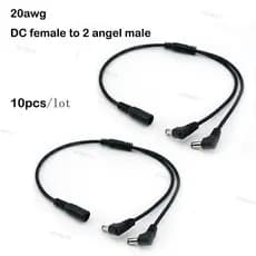 10 Peças DC 1 Fêmea Para 2 Vias Ângulo Reto Macho 5.5x2.1mm Adaptador Divisor De Energia Cabo 20awg 5A 12V Conector De L