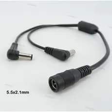 DC 1 Fêmea Para 2 Vias Ângulo Reto Macho 5.5x2.1mm Divisor De Energia Adaptador Cabo 12V Câmera CCTV Conector De Luz De