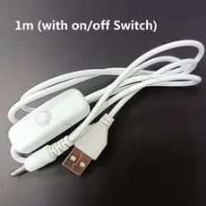 Branco 1m 1.5m Interruptor DC 5V Fio De Fonte De Alimentação USB Macho Para 3.5x1.35mm Conexão Estender Cabo 501 Botão L