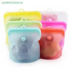 [MYBR] Saco De Armazenamento De Alimentos De Silicone Reutilizável Stand Up Zip Bag Recipientes À Prova De Vazamentos Fr