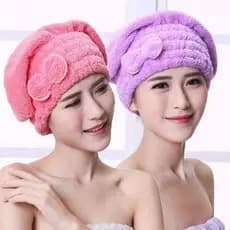 AA * Toalha De Cabelo De Veludo Coral Absorvente Com Tampas De Laço Secagem Rápida