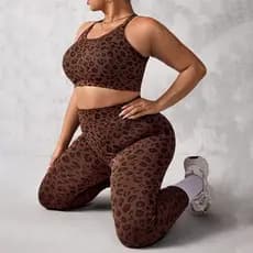 Conjunto de colete à prova de choque com estampa de leopardo, calças de fitness de cintura alta sem costura com efeito l