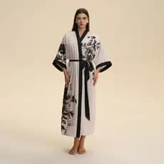 Pijama Feminino de Cetim Tamanho Grande Estilo Europeu e Americano Yao Ting, Roupão Longo Fino de Manga Comprida para Pr
