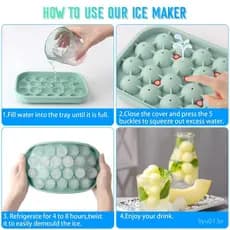 Forma de Gelo de Silicone Elástico 22 Bolas de Gelo com Tampa, Forma de Gelo Livre de BPA para Congelar Cubos de Gelo Ca