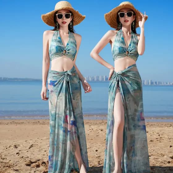 Biquíni brasileiro Biquíni importado barato Roupa de praia feminina 2026 influenciador Seaside férias biquíni dividir te