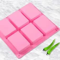 6 moldes retangulares de silicone para sabão artesanal, com capacidade para 100 mililitros.