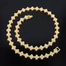 Europeu americano cheio de diamante pequeno trevo de quatro folhas liga colar jóias Hip-Hop Hiphop masculino feminino co
