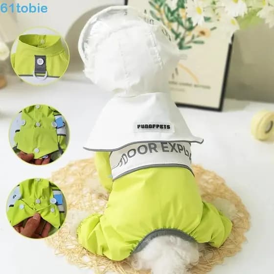 Capa De Chuva Para Cães TOBIE , Alças Ajustáveis À Prova De Vento , Com Cobertura Total Anel D , Casaco Impermeável Anim
