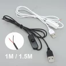 5V USB 2.0 Um Cabo De Extensão De Plugue Macho Com Interruptor 2 Pinos 2 Fios Conector De Carga De Energia DIY BR23B3