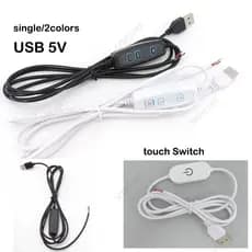 DC 5V LED 2pin 3pin Dimmer Porta USB Fonte De Alimentação Toque Estender Cabo Luz Fio Liga/Desliga Interruptor Para Lâmp